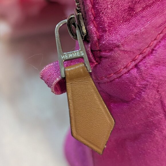Hermes Hot Pink 100% Silk Bolide Pouch/ Bag - Picture 3 of 16